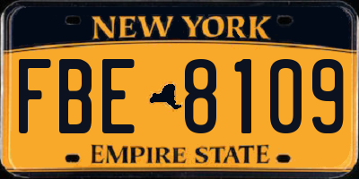 NY license plate FBE8109