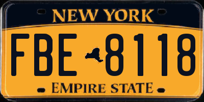 NY license plate FBE8118