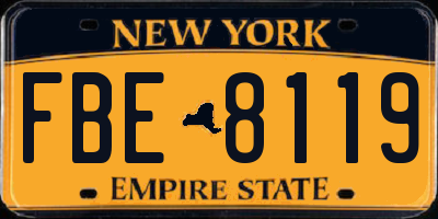 NY license plate FBE8119