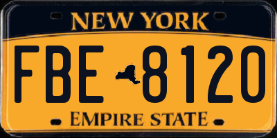 NY license plate FBE8120
