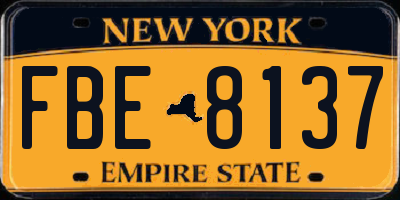 NY license plate FBE8137