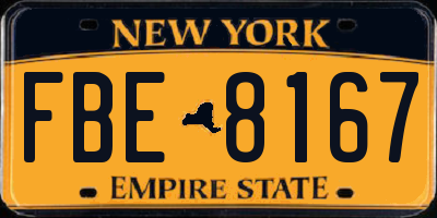 NY license plate FBE8167