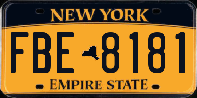 NY license plate FBE8181