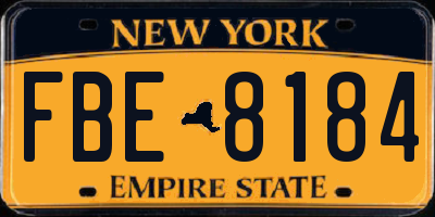 NY license plate FBE8184