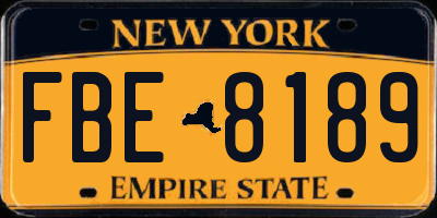 NY license plate FBE8189