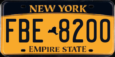 NY license plate FBE8200