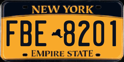 NY license plate FBE8201