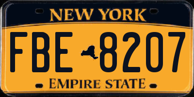 NY license plate FBE8207