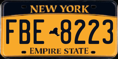 NY license plate FBE8223