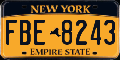 NY license plate FBE8243