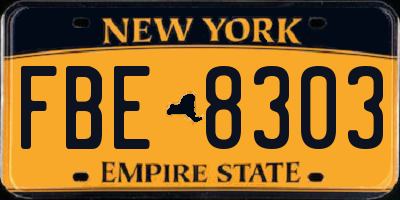 NY license plate FBE8303