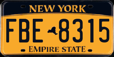 NY license plate FBE8315