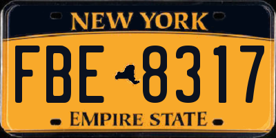NY license plate FBE8317