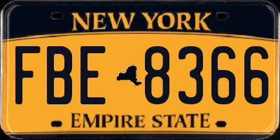 NY license plate FBE8366