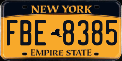 NY license plate FBE8385
