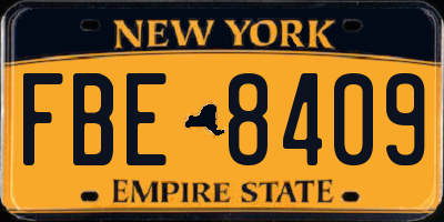 NY license plate FBE8409