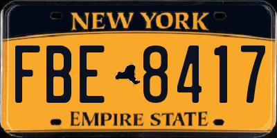NY license plate FBE8417