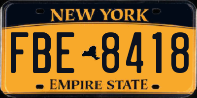 NY license plate FBE8418