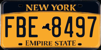 NY license plate FBE8497
