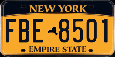 NY license plate FBE8501