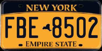 NY license plate FBE8502