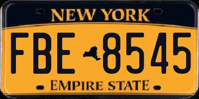 NY license plate FBE8545