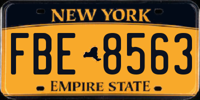 NY license plate FBE8563