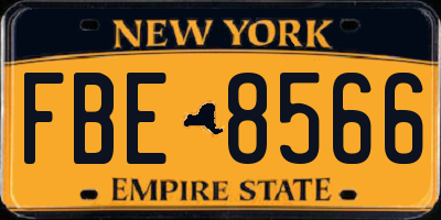 NY license plate FBE8566