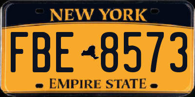 NY license plate FBE8573