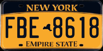 NY license plate FBE8618