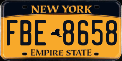 NY license plate FBE8658