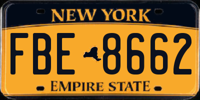 NY license plate FBE8662
