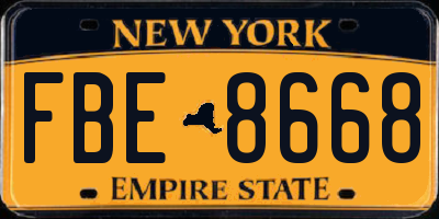 NY license plate FBE8668