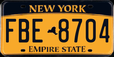 NY license plate FBE8704