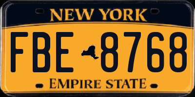 NY license plate FBE8768