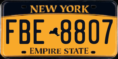 NY license plate FBE8807