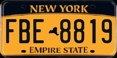 NY license plate FBE8819