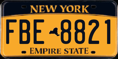NY license plate FBE8821