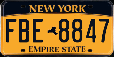 NY license plate FBE8847