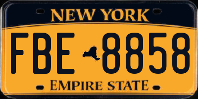 NY license plate FBE8858