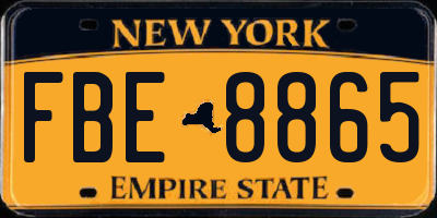NY license plate FBE8865
