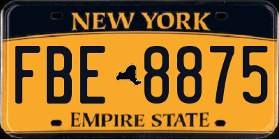 NY license plate FBE8875