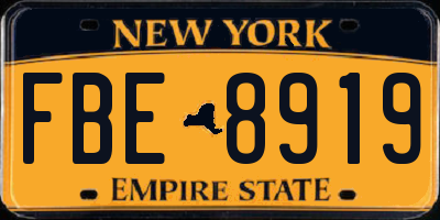 NY license plate FBE8919