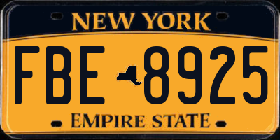 NY license plate FBE8925