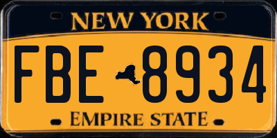 NY license plate FBE8934