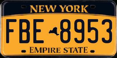 NY license plate FBE8953