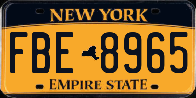 NY license plate FBE8965