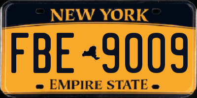 NY license plate FBE9009