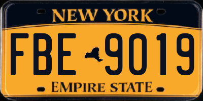 NY license plate FBE9019