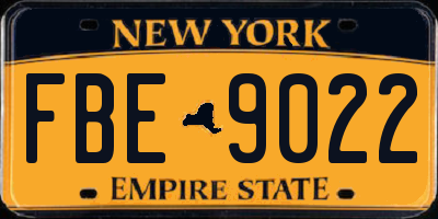 NY license plate FBE9022